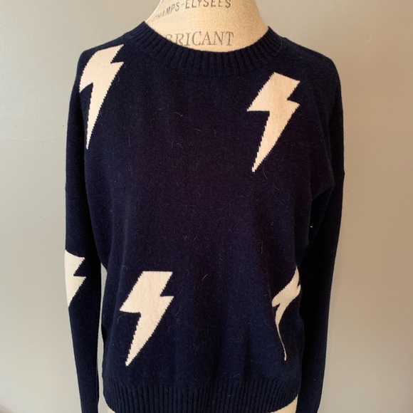 Navy White Lightning Bolt Sweater 